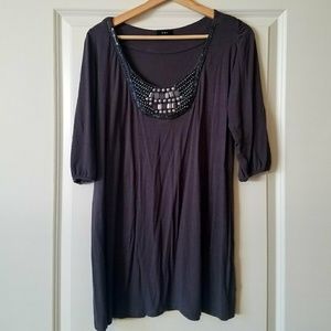 Grey blouse with beadwork